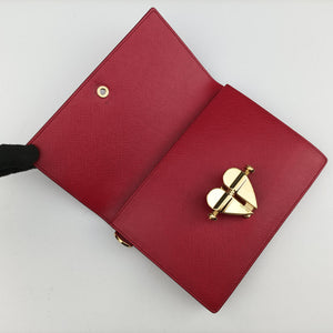 Pre-owned Prada heart lock Red Saffiano Leather  shoulderbag | stylenewstar