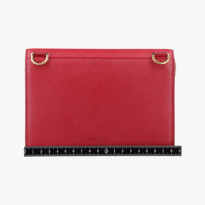 Pre-owned Prada heart lock Red Saffiano Leather  shoulderbag | stylenewstar