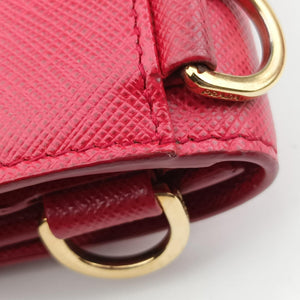Pre-owned Prada heart lock Red Saffiano Leather  shoulderbag | stylenewstar