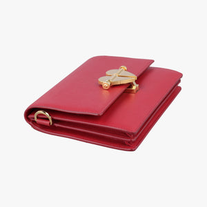 Pre-owned Prada heart lock Red Saffiano Leather  shoulderbag | stylenewstar