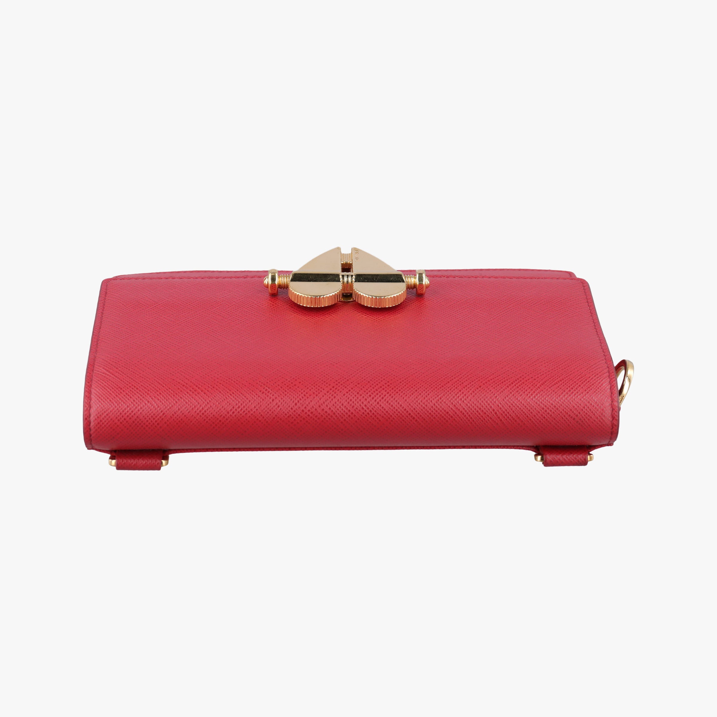 Pre-owned Prada heart lock Red Saffiano Leather  shoulderbag | stylenewstar