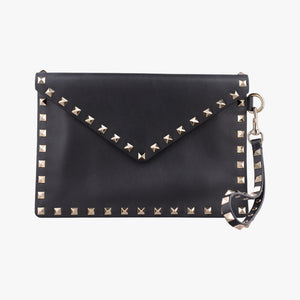 Vintage Valentino Rockstud Envelope Wallet Black leather  shoulderbag | stylenewstar