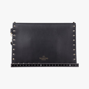 Vintage Valentino Rockstud Envelope Wallet Black leather  shoulderbag | stylenewstar