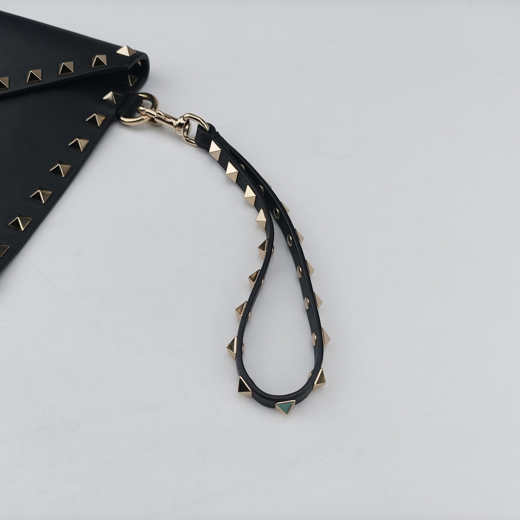 Vintage Valentino Rockstud Envelope Wallet Black leather  shoulderbag | stylenewstar