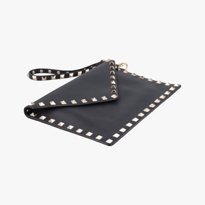 Vintage Valentino Rockstud Envelope Wallet Black leather  shoulderbag | stylenewstar