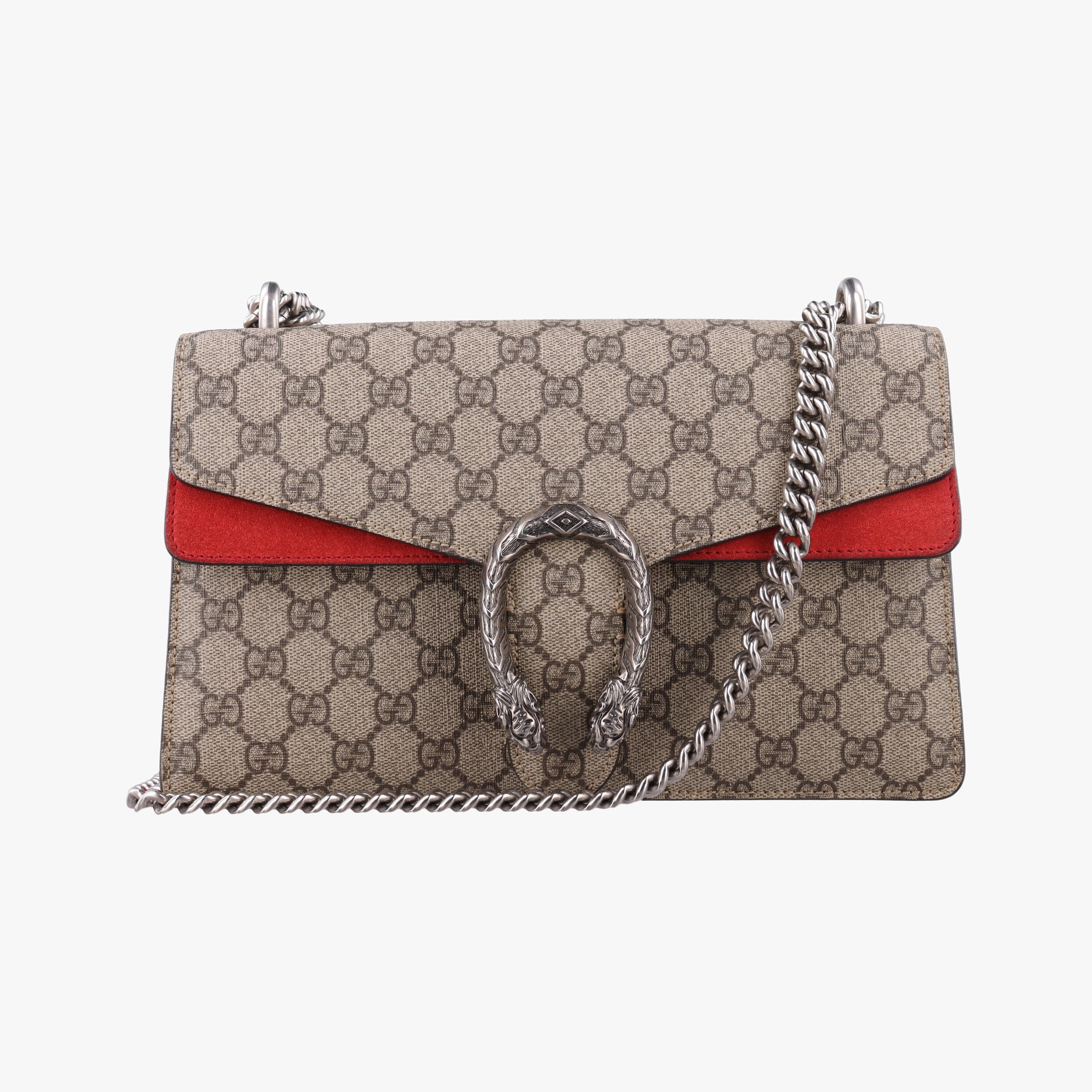 Pre-owned Gucci Dionysus beige×red PVC coated canvas×suede 400249 shoulderbag | stylenewstar