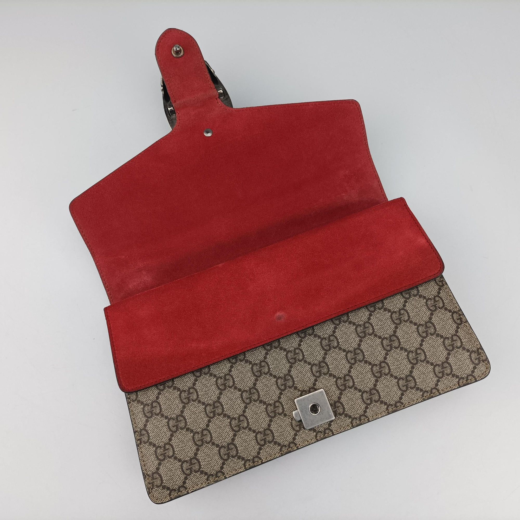 Pre-owned Gucci Dionysus beige×red PVC coated canvas×suede 400249 shoulderbag | stylenewstar