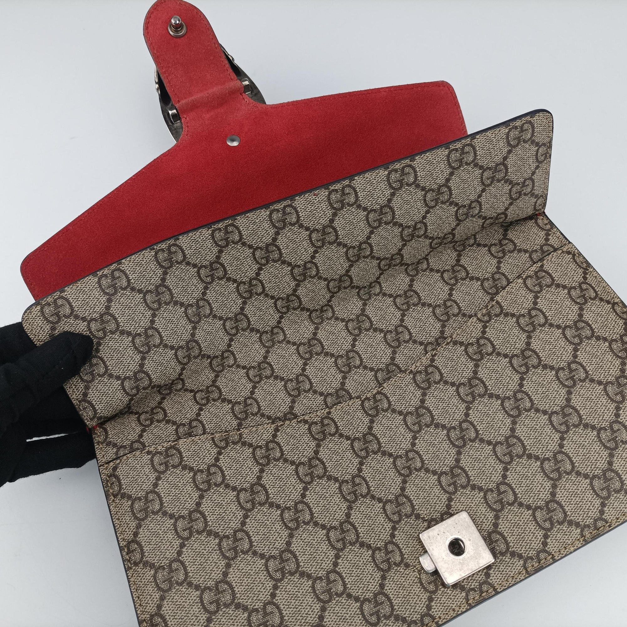 Pre-owned Gucci Dionysus beige×red PVC coated canvas×suede 400249 shoulderbag | stylenewstar