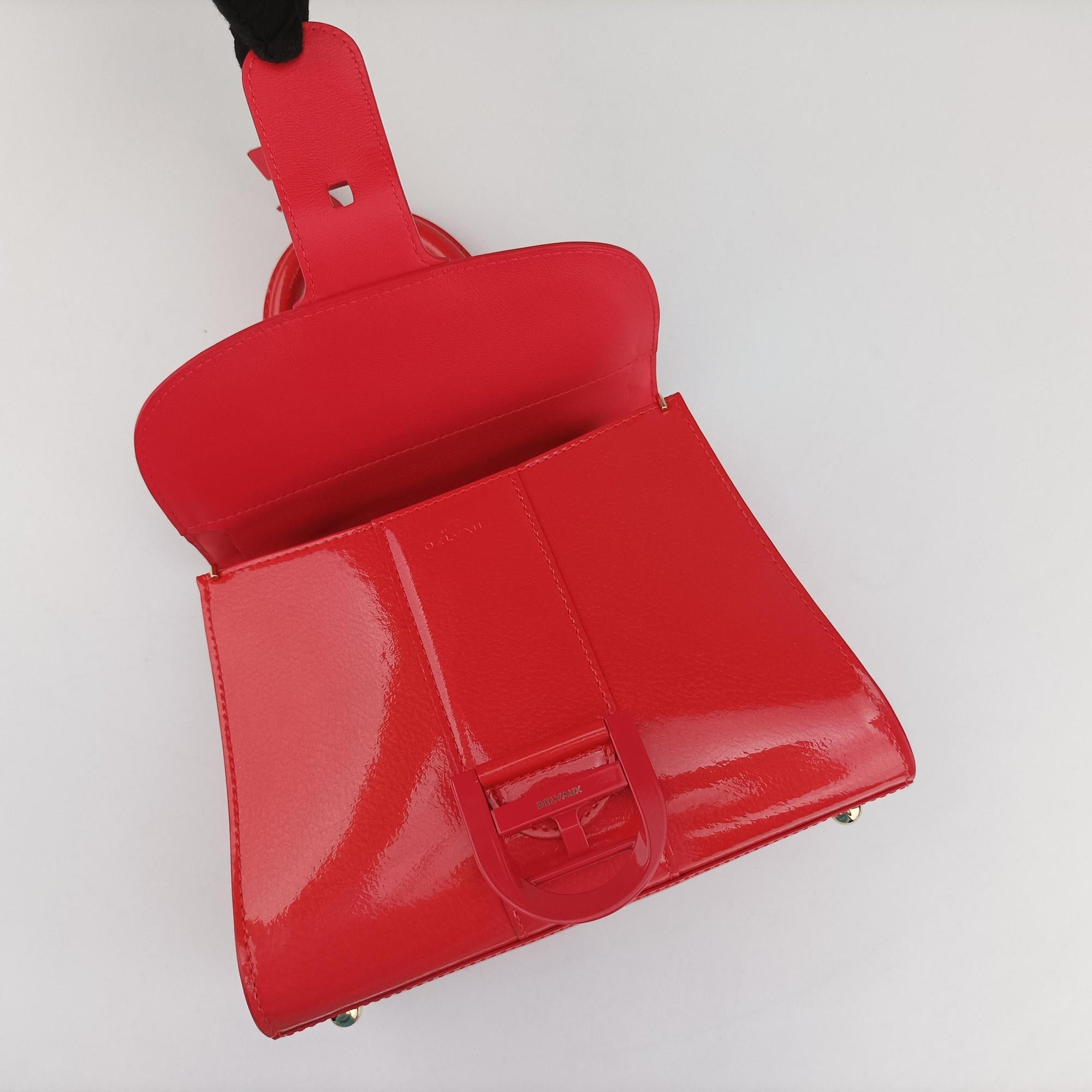 Pre-owned Delvaux Brillant Mini Red Enamel  shoulderbag | stylenewstar