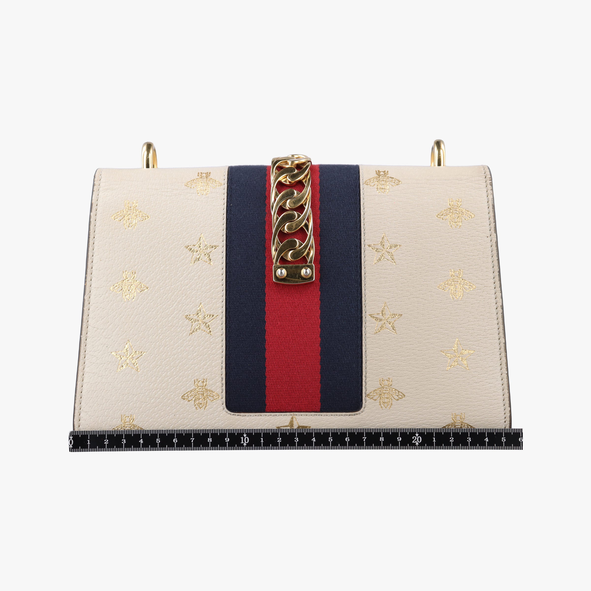 Pre-owned Gucci Sylvie Ivory×Navy×Red Leather 524405 shoulderbag | stylenewstar