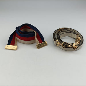 Pre-owned Gucci Sylvie Ivory×Navy×Red Leather 524405 shoulderbag | stylenewstar