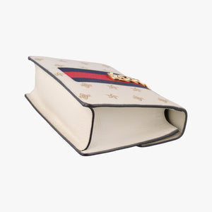 Pre-owned Gucci Sylvie Ivory×Navy×Red Leather 524405 shoulderbag | stylenewstar