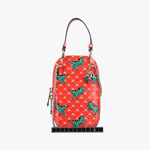 Pre-owned Christian Dior Lady Dior Orange Red Patent Leather  handbag | stylenewstar