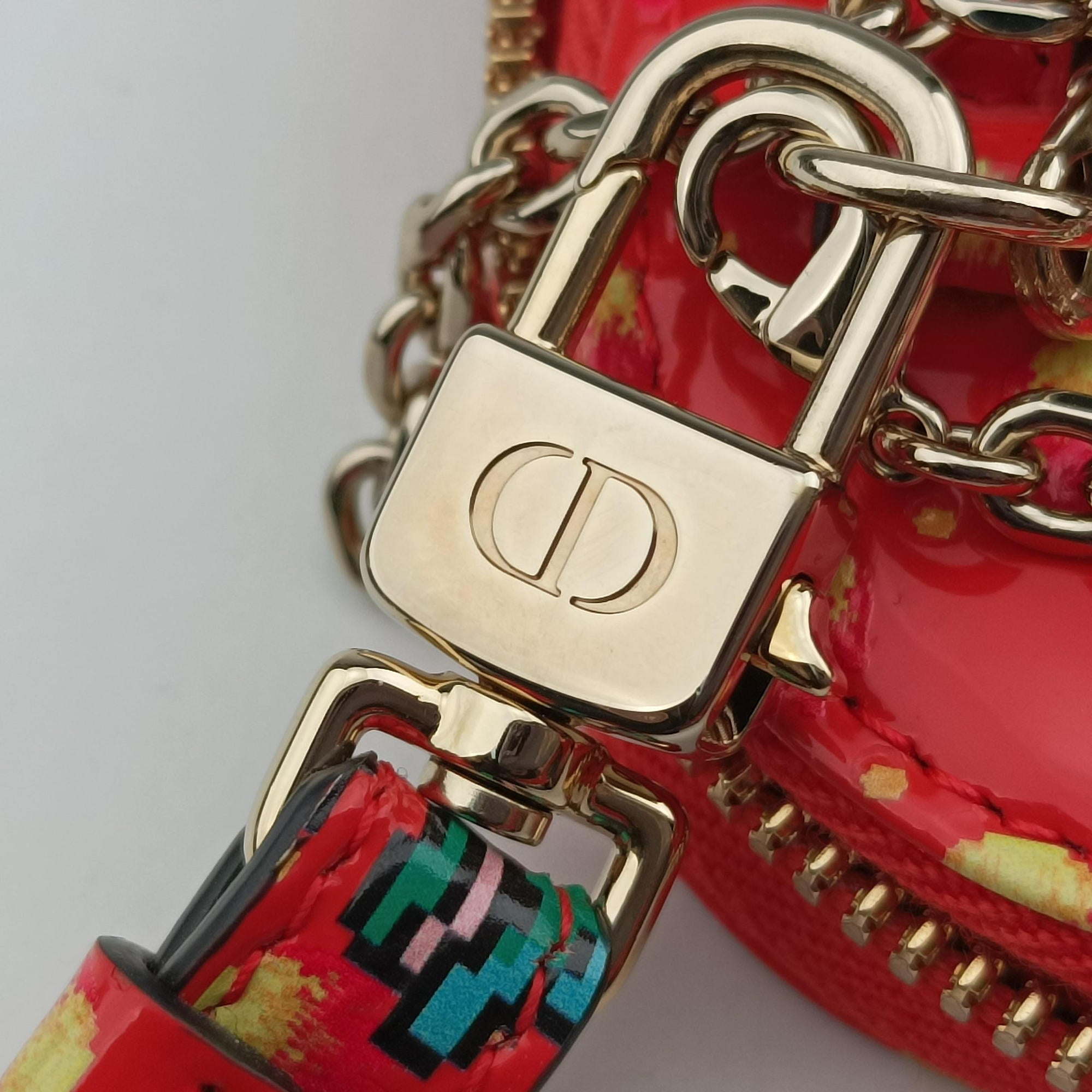 Pre-owned Christian Dior Lady Dior Orange Red Patent Leather  handbag | stylenewstar