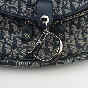 Pre-owned Christian Dior Trotter Navy Jacquard  shoulderbag | stylenewstar