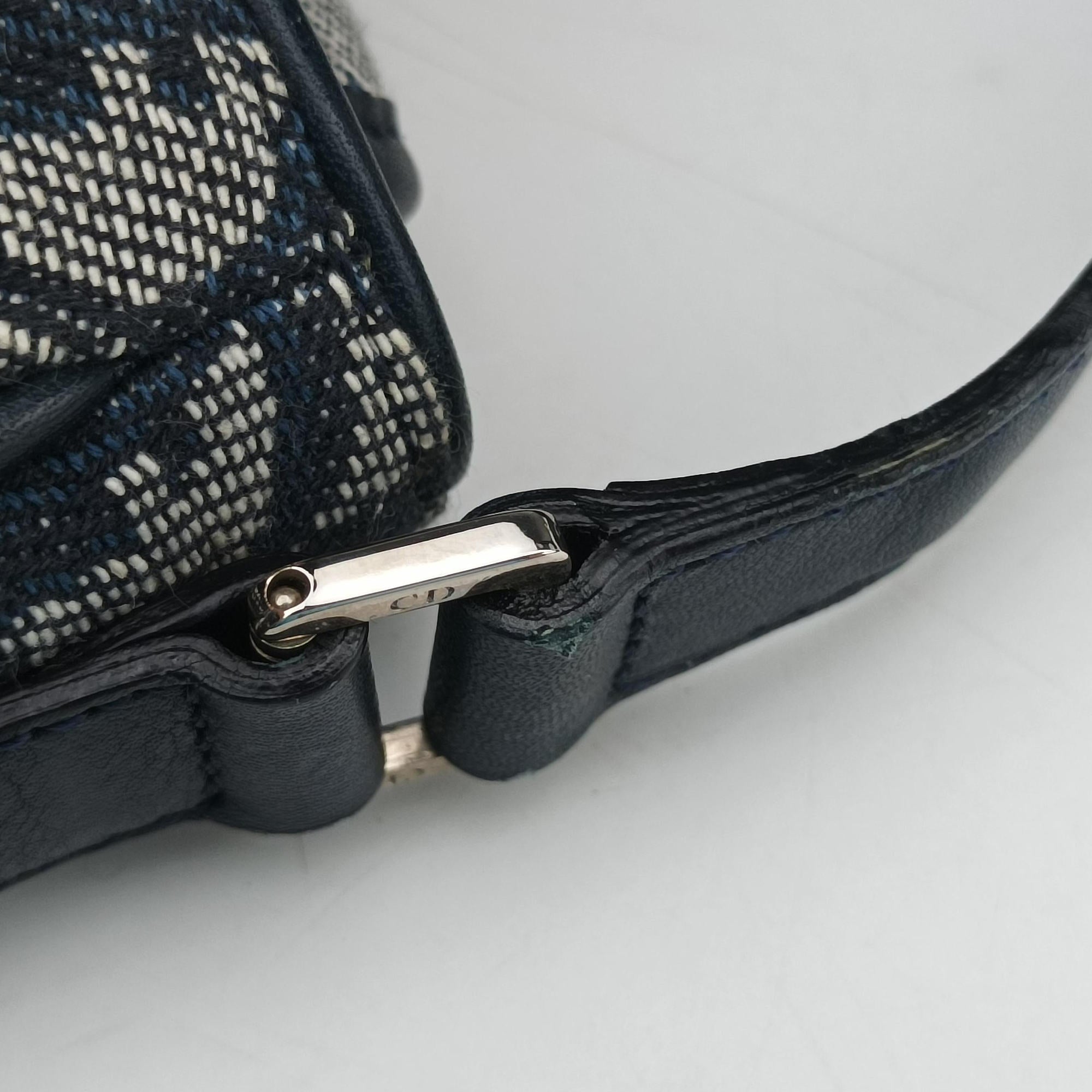 Pre-owned Christian Dior Trotter Navy Jacquard  shoulderbag | stylenewstar