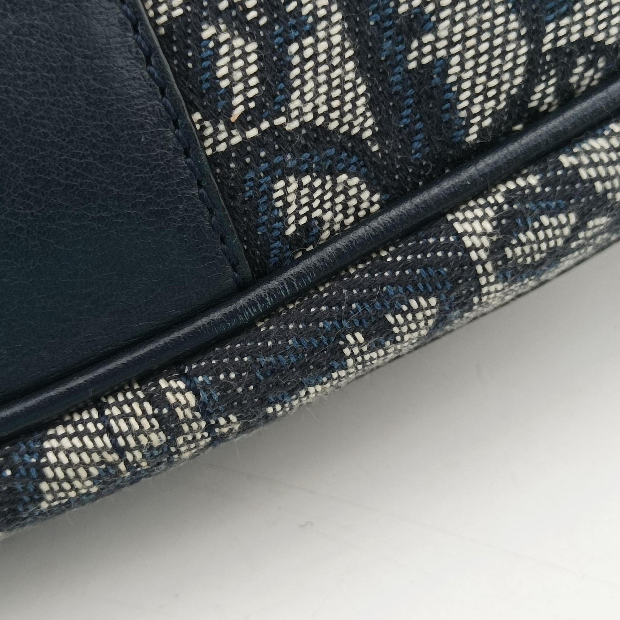 Pre-owned Christian Dior Trotter Navy Jacquard  shoulderbag | stylenewstar