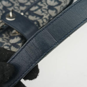 Pre-owned Christian Dior Trotter Navy Jacquard  shoulderbag | stylenewstar
