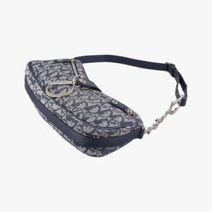 Pre-owned Christian Dior Trotter Navy Jacquard  shoulderbag | stylenewstar