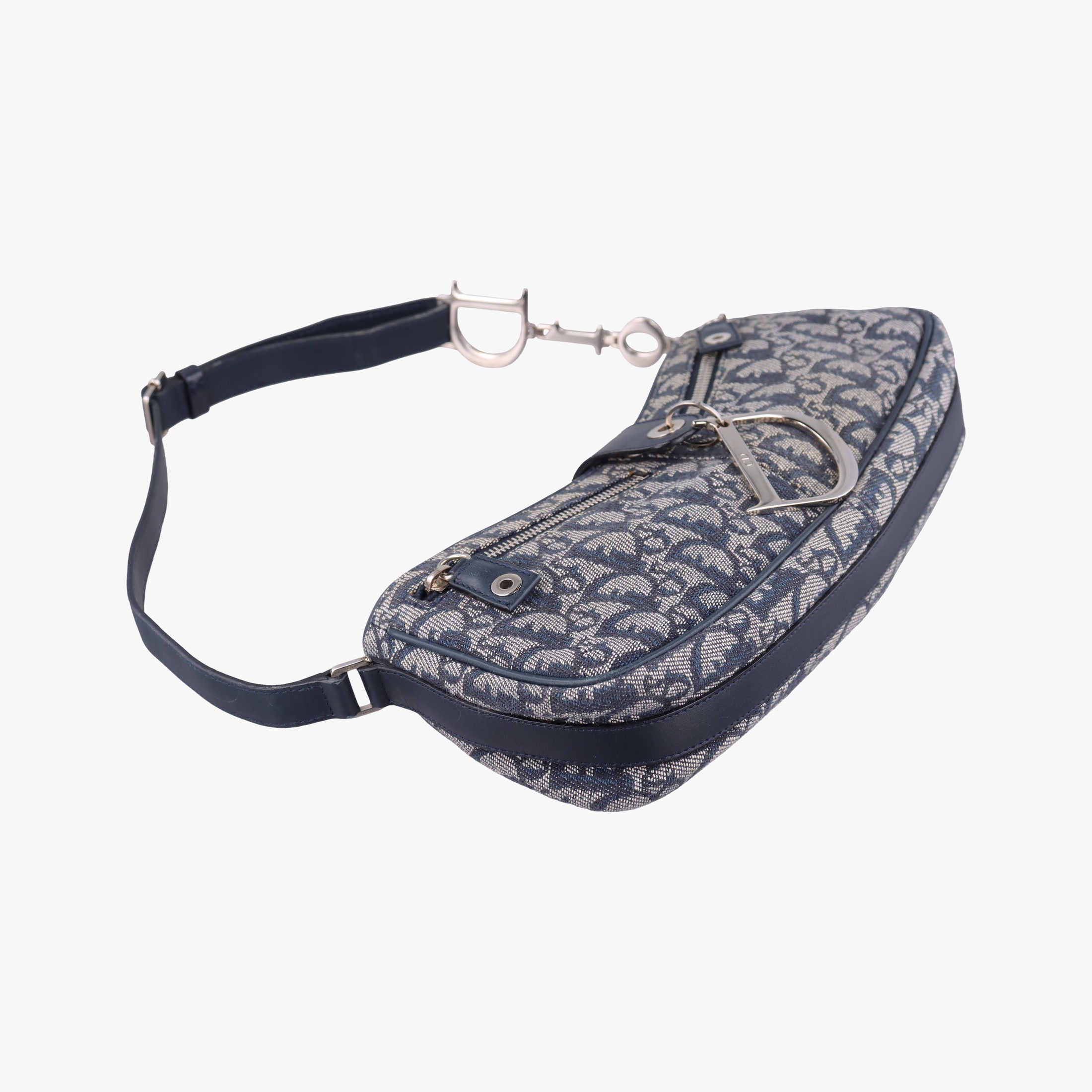 Pre-owned Christian Dior Trotter Navy Jacquard  shoulderbag | stylenewstar