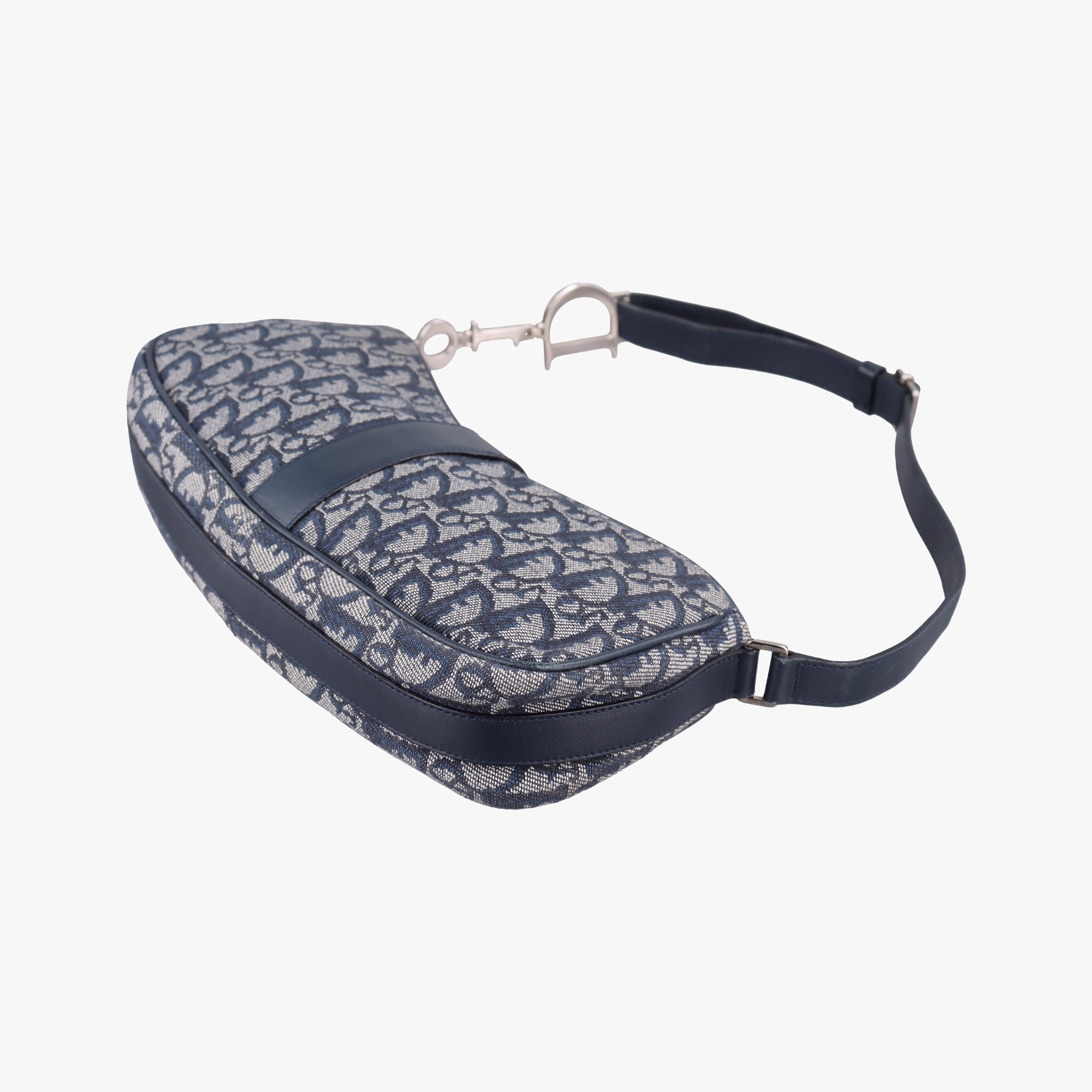 Pre-owned Christian Dior Trotter Navy Jacquard  shoulderbag | stylenewstar
