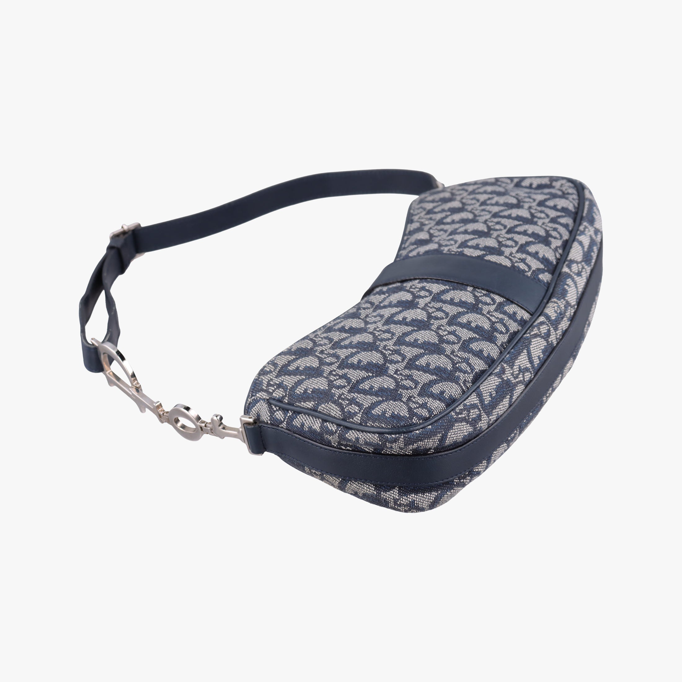 Pre-owned Christian Dior Trotter Navy Jacquard  shoulderbag | stylenewstar