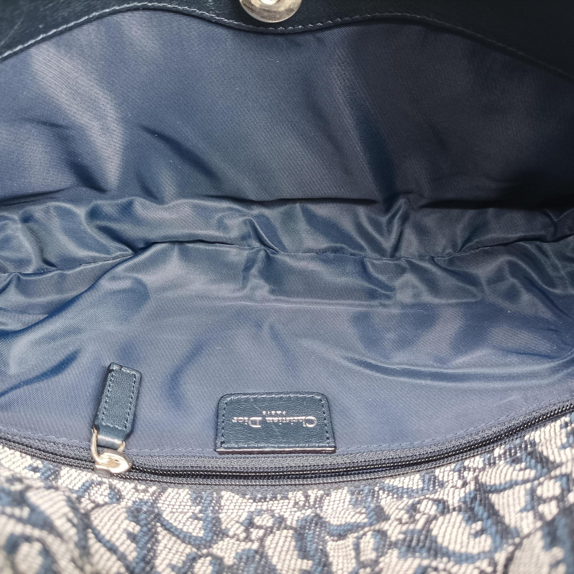 Pre-owned Christian Dior Trotter Navy Jacquard  shoulderbag | stylenewstar