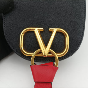 Pre-owned Valentino VRING Black Leather  shoulderbag | stylenewstar