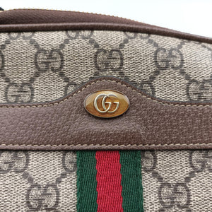 Pre-owned Gucci Ophidia Beige×red×green PVC coated canvas×leather 598664 shoulderbag | stylenewstar