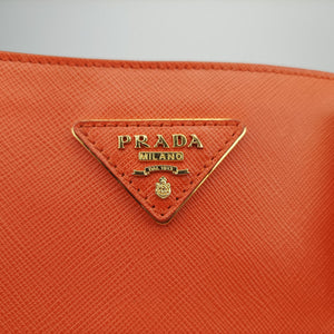 Pre-owned Prada Galleria Orange SAFFIANO Leather BN1844 handbag | stylenewstar