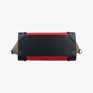 Pre-owned Celine luggage nano shopper Red×Black×Brown leather  handbag | stylenewstar