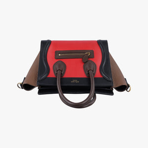 Pre-owned Celine luggage nano shopper Red×Black×Brown leather  handbag | stylenewstar