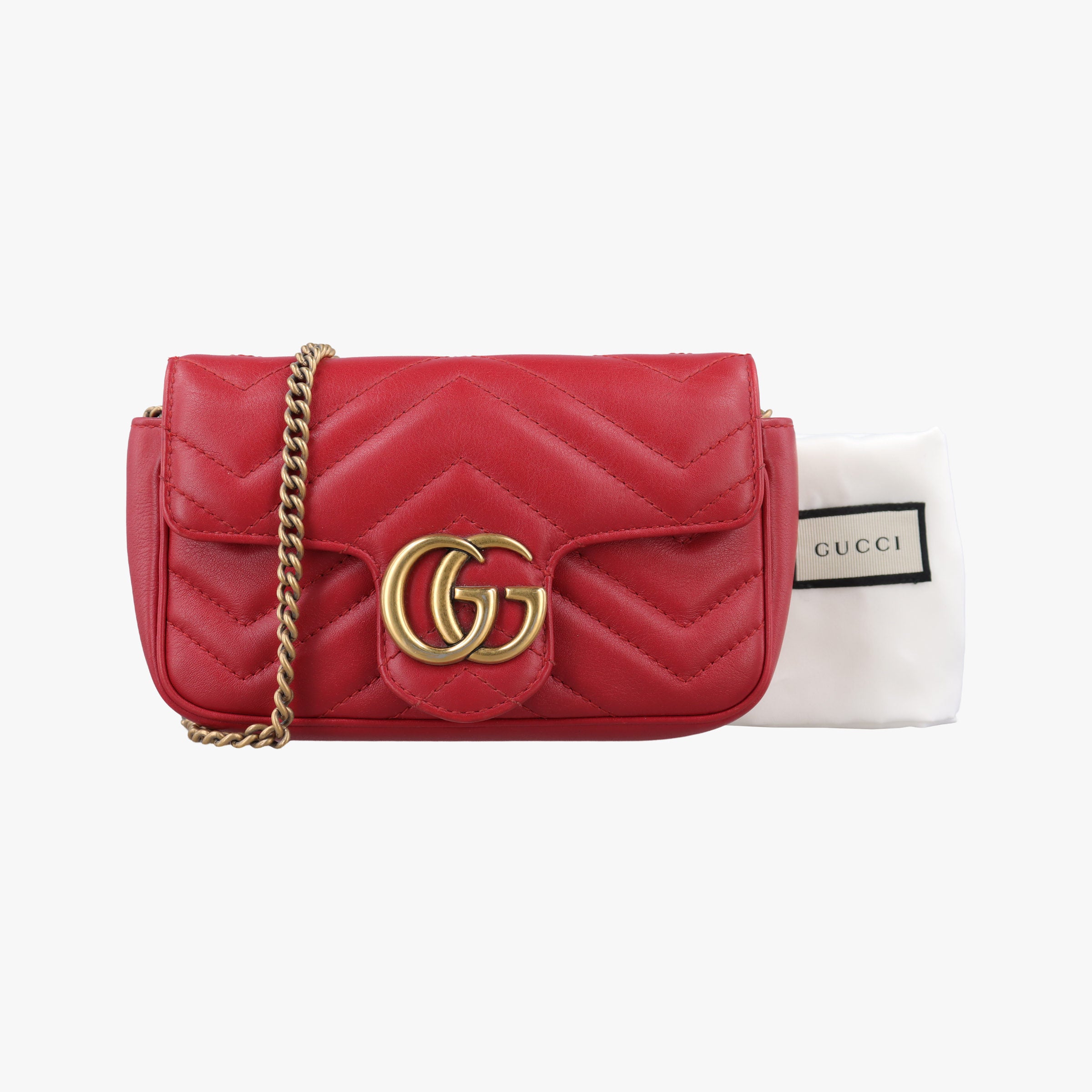 Pre-owned Gucci GG Marmont Red Leather 476433 shoulderbag | stylenewstar
