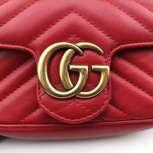 Pre-owned Gucci GG Marmont Red Leather 476433 shoulderbag | stylenewstar