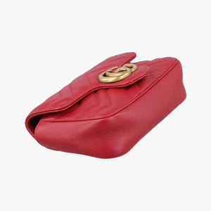 Pre-owned Gucci GG Marmont Red Leather 476433 shoulderbag | stylenewstar