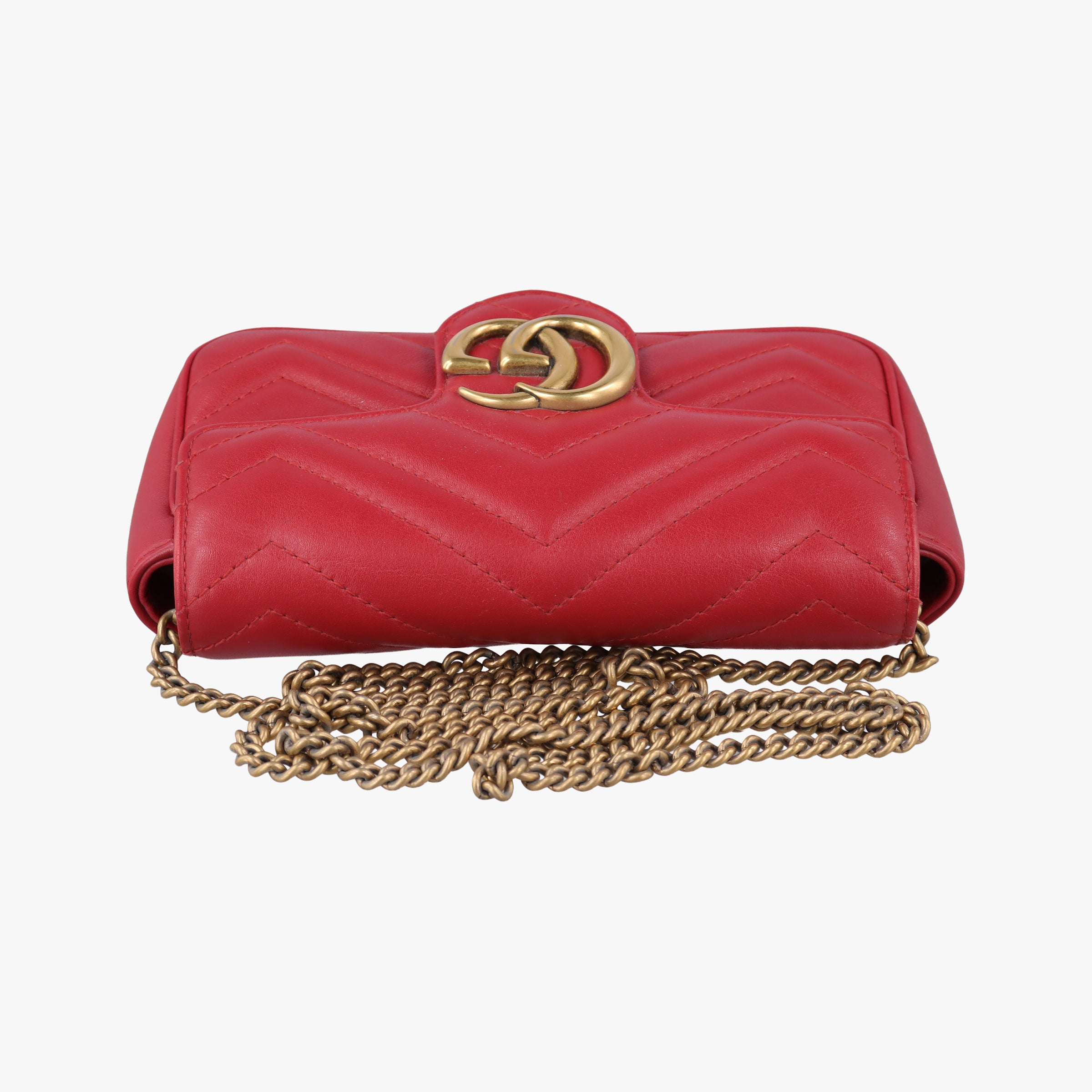 Pre-owned Gucci GG Marmont Red Leather 476433 shoulderbag | stylenewstar