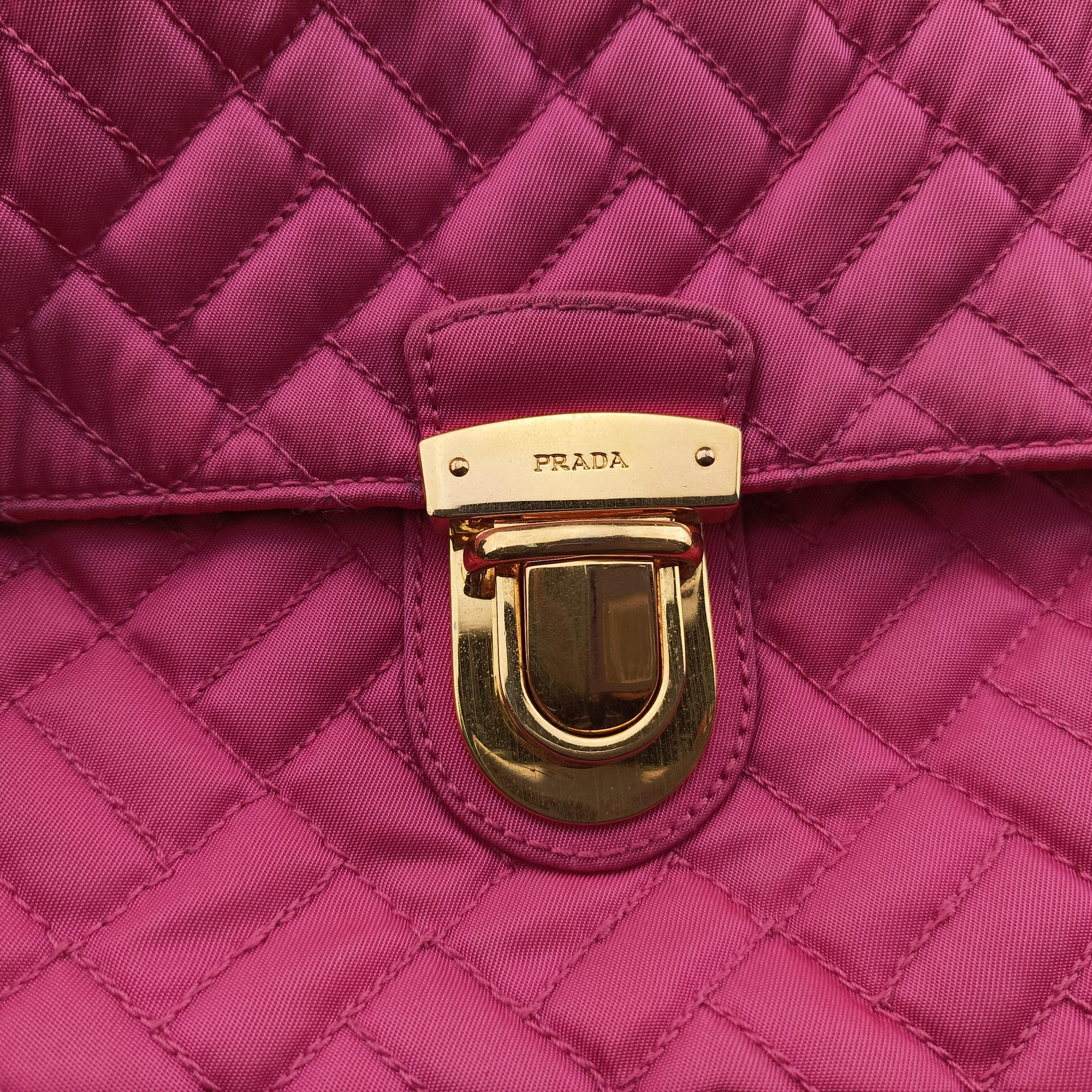 Secondhand Prada Chain Quilting Flap Rose nylon  shoulderbag | stylenewstar