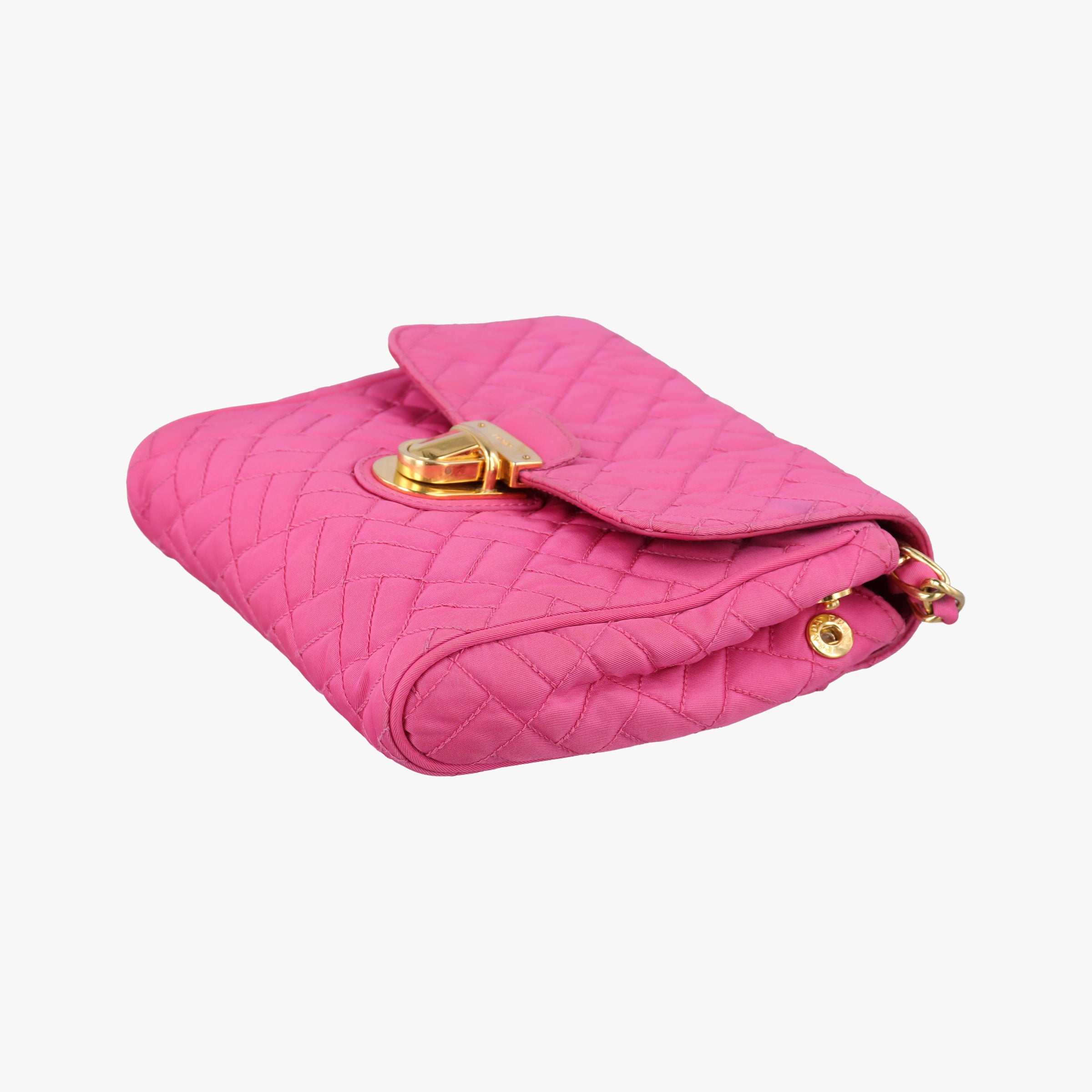 Secondhand Prada Chain Quilting Flap Rose nylon  shoulderbag | stylenewstar
