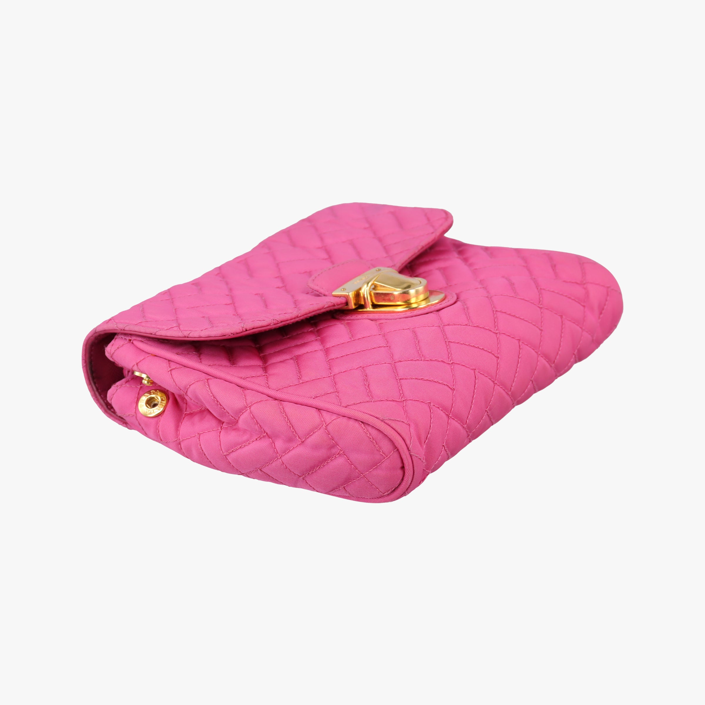Secondhand Prada Chain Quilting Flap Rose nylon  shoulderbag | stylenewstar