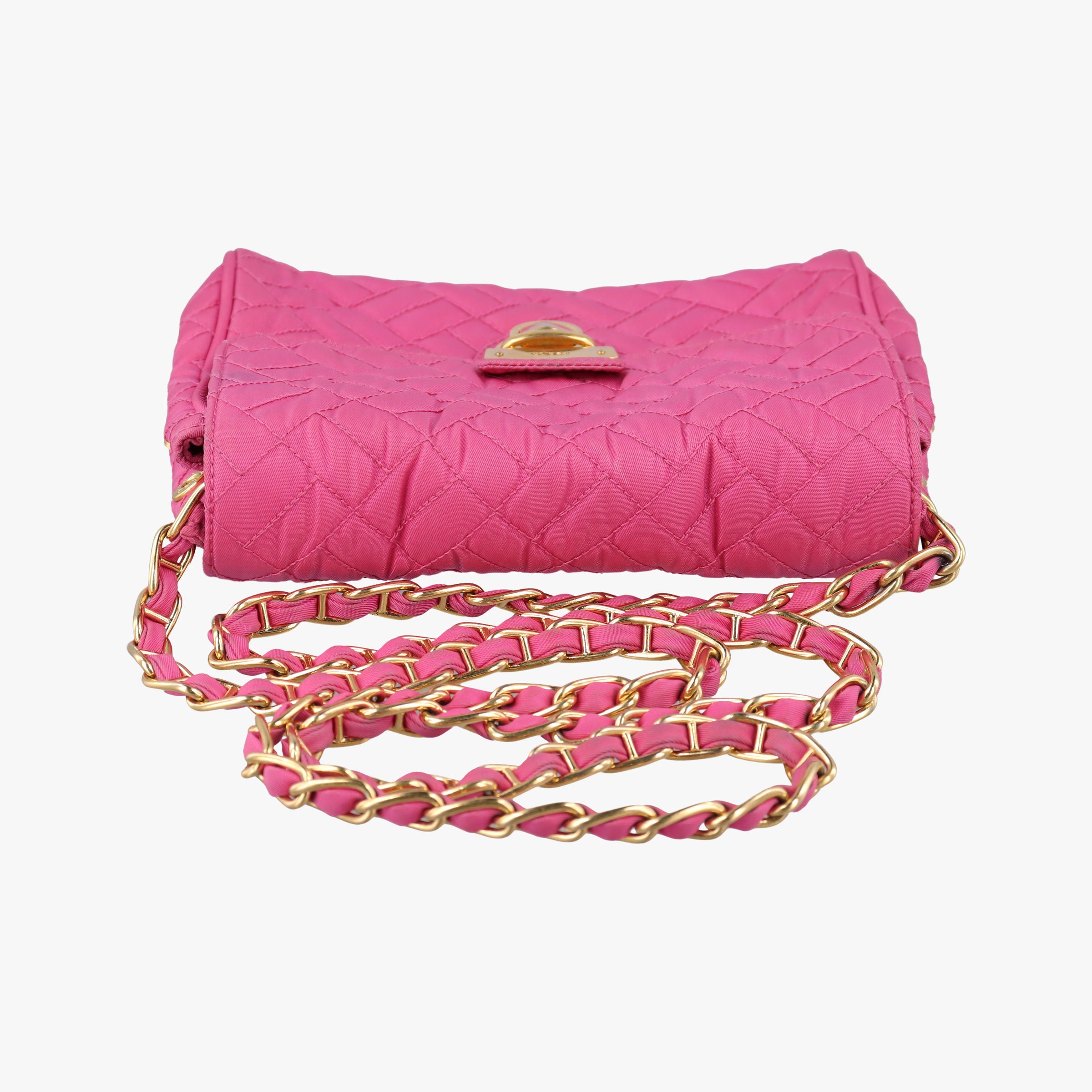 Secondhand Prada Chain Quilting Flap Rose nylon  shoulderbag | stylenewstar