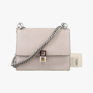 Pre-owned Fendi Studded Kan I Beige Leather 8M0381 shoulderbag | stylenewstar