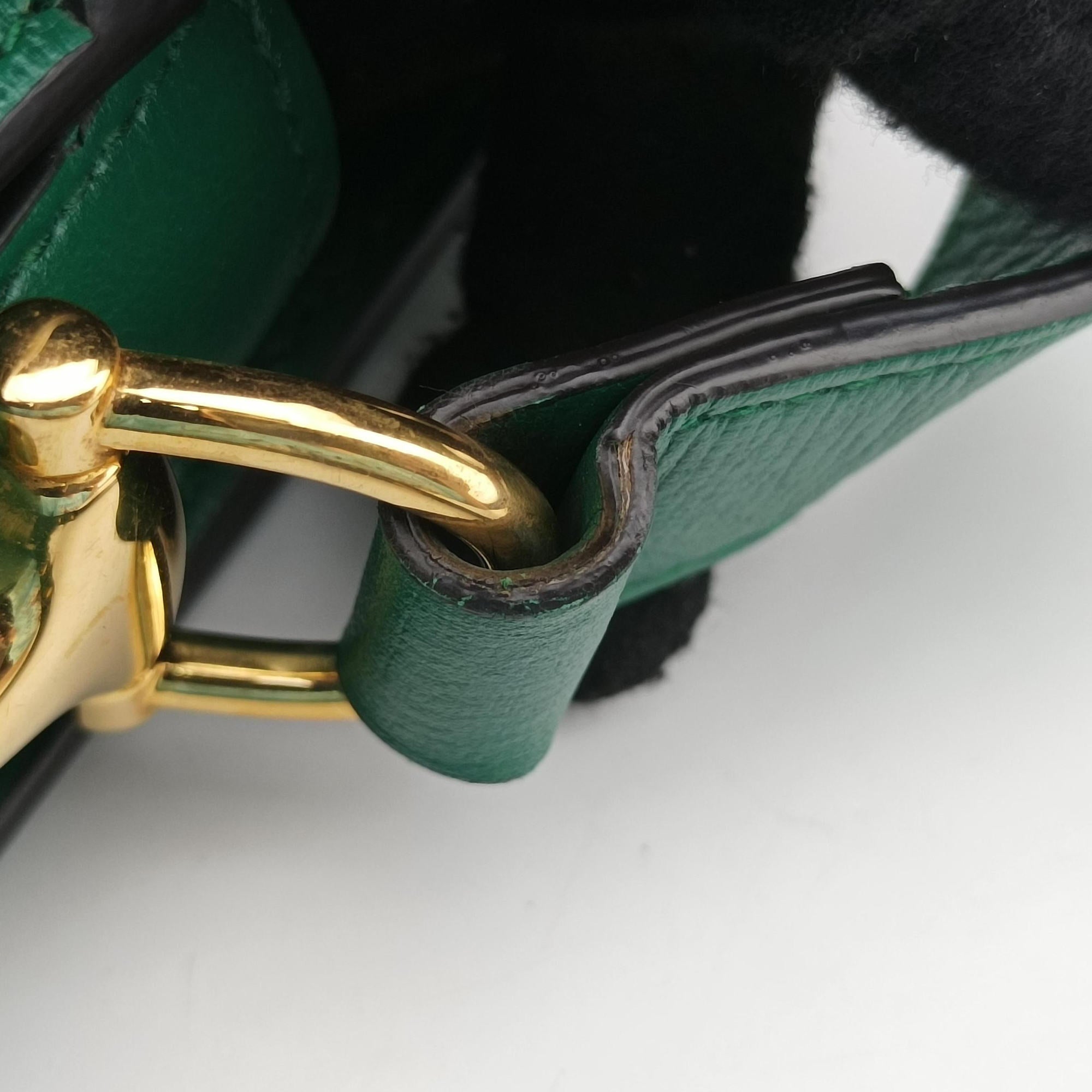 Pre-owned Gucci The Hacker Project Horsebit 1955 Green Leather 602204 shoulderbag | stylenewstar