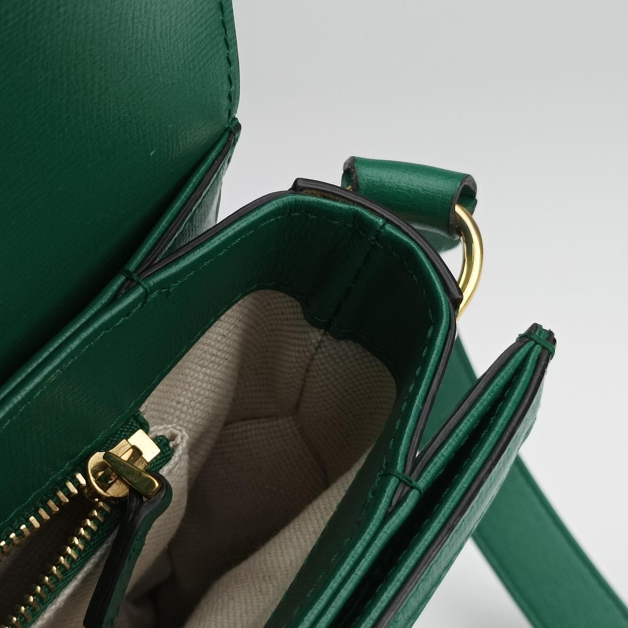Pre-owned Gucci The Hacker Project Horsebit 1955 Green Leather 602204 shoulderbag | stylenewstar