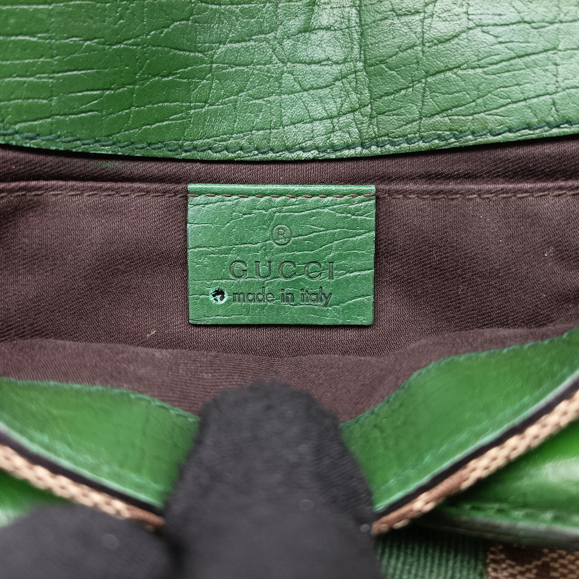 Pre-owned Gucci Horsebit Beige×green×ivory Canvas×Leather 131470 handbag | stylenewstar