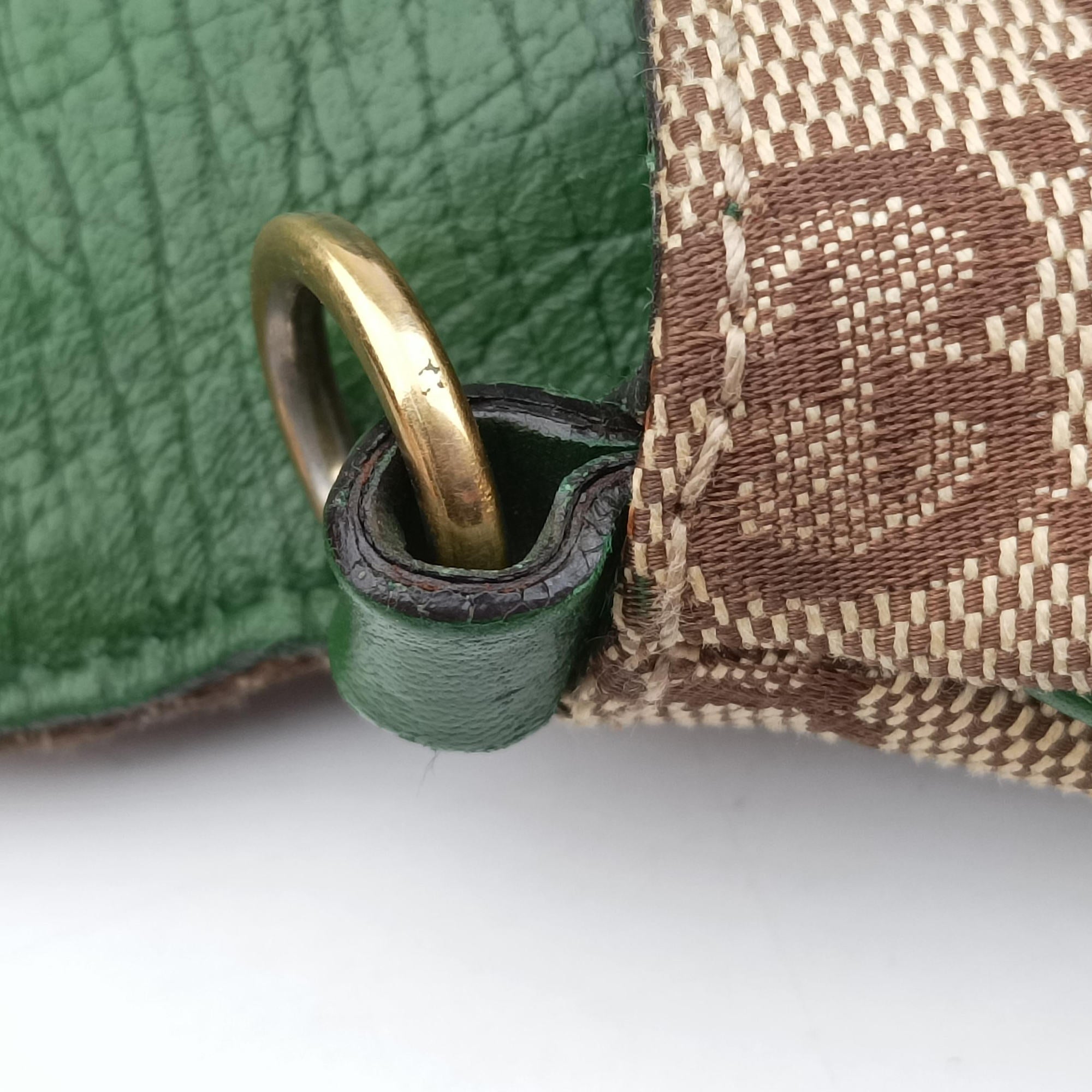 Pre-owned Gucci Horsebit Beige×green×ivory Canvas×Leather 131470 handbag | stylenewstar