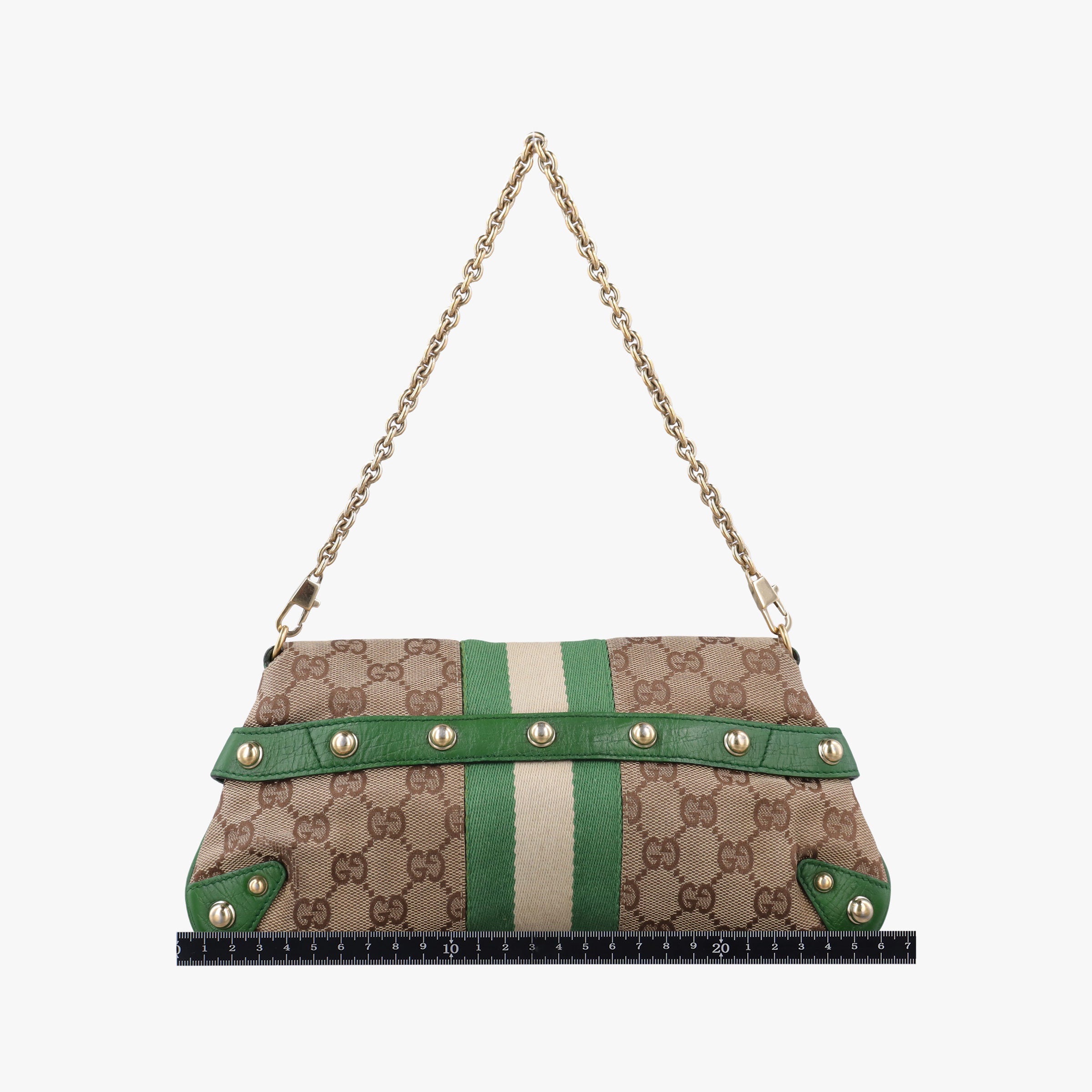 Pre-owned Gucci Horsebit Beige×green×ivory Canvas×Leather 131470 handbag | stylenewstar