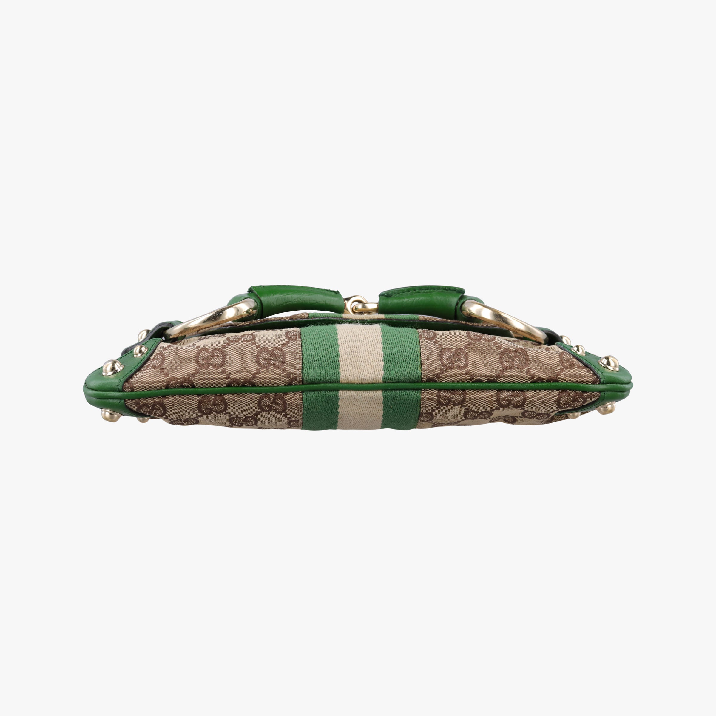 Pre-owned Gucci Horsebit Beige×green×ivory Canvas×Leather 131470 handbag | stylenewstar