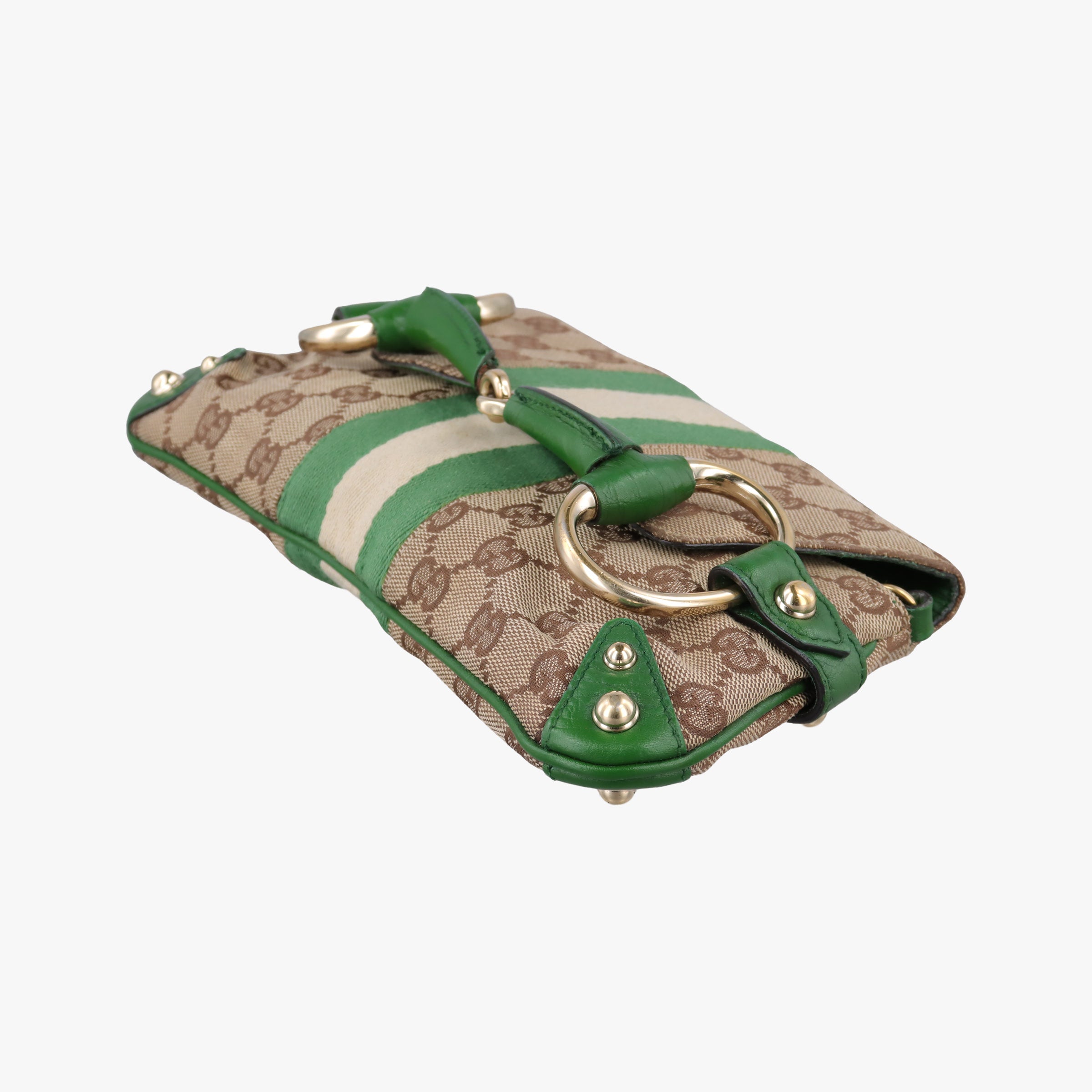 Pre-owned Gucci Horsebit Beige×green×ivory Canvas×Leather 131470 handbag | stylenewstar