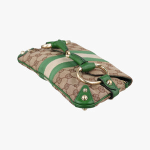 Pre-owned Gucci Horsebit Beige×green×ivory Canvas×Leather 131470 handbag | stylenewstar
