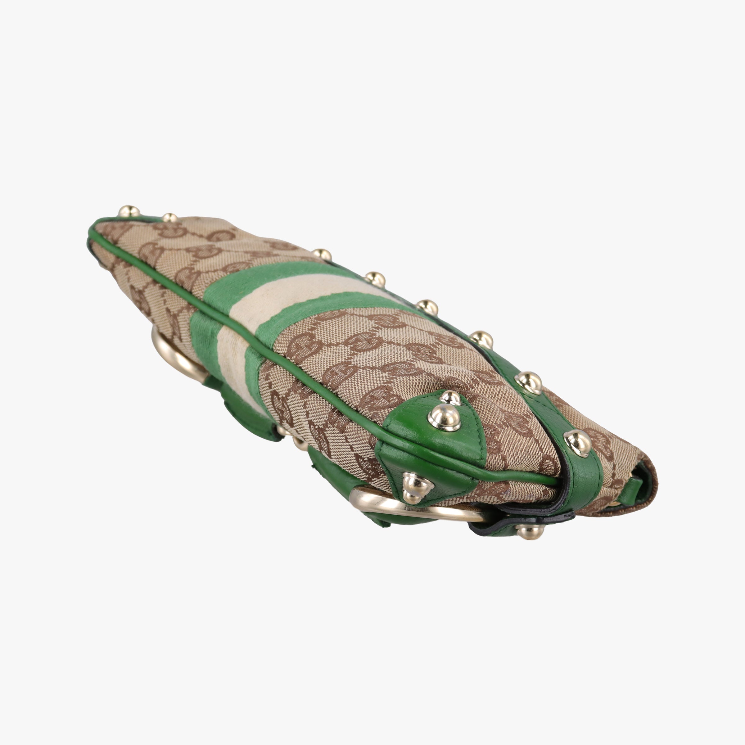 Pre-owned Gucci Horsebit Beige×green×ivory Canvas×Leather 131470 handbag | stylenewstar